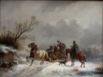 Adolf Schmidt (1827-1880) - Meeting on the winter road, Antiek en Kunst, Kunst | Schilderijen | Klassiek