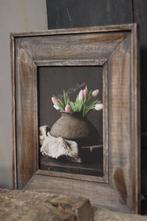 Sober bord Tulpen in kruik met houten lijst 45 x 40 cm, Nieuw, Ophalen of Verzenden