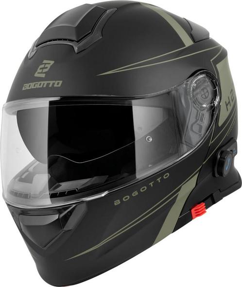 Bogotto H271 Taog Bluetooth Helm Zwart Groen, Motoren, Kleding | Motorhelmen, Systeemhelm, Heren, XXL, Nieuw met kaartje, Overige merken