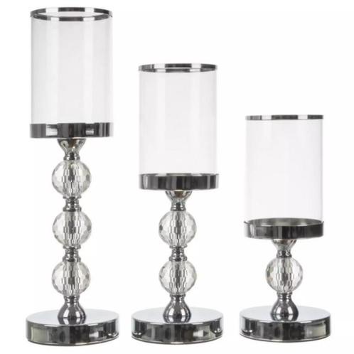 Ruhhy Glamour Kaarsenhouder Set - 3 Maten - Kristal Versi..., Tuin en Terras, Buitenverlichting, Nieuw, Ophalen of Verzenden