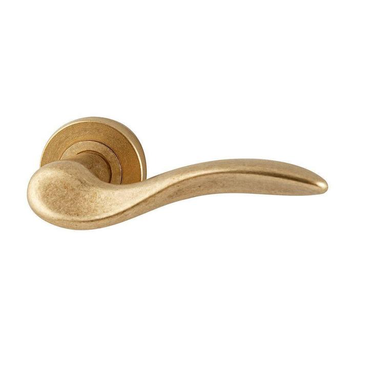 Deurkruk Asia op rozet - messing getrommeld, Doe-het-zelf en Verbouw, Hang- en Sluitwerk, Nieuw, Verzenden