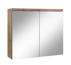 Spiegelkast Toledo 80 x 20 x 60 cm Bruin Eiken Badkamerkast, Verzenden, Nieuw, Spiegelkast