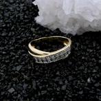 Gouden rijring met diamant | 0,09 ct. (Alle Gouden sieraden), 18 tot 19, Gebruikt, Overige kleuren, Ophalen of Verzenden