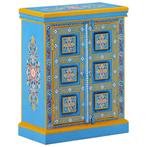 vidaXL Wandkast handgeschilderd massief mangohout turquoise, Huis en Inrichting, Kasten | Buffetkasten, Verzenden, Nieuw, 50 tot 100 cm
