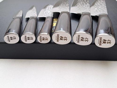 Shinrai Japan - 6 Piece professional knives set - Hammered, Antiek en Kunst, Antiek | Keukenbenodigdheden