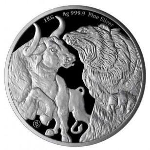 Bear and Bull 1 Kg 2023, Postzegels en Munten, Munten | Afrika, Losse munt, Zilver, Verzenden