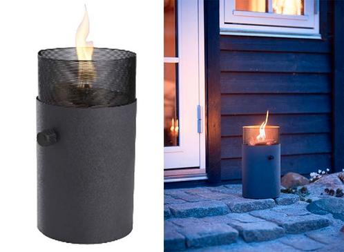 Ugas Gaslantaarn met decoratiestenen - zwart - 31cm hoog, Caravans en Kamperen, Kampeeraccessoires, Nieuw, Verzenden