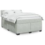 vidaXL Boxspring met matras fluweel lichtgrijs 140x200 cm, Huis en Inrichting, Slaapkamer | Bedden, Verzenden, 140 cm, 200 cm