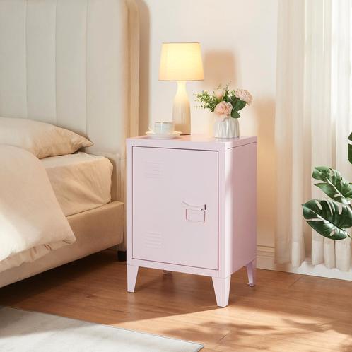 Nachtkast Inari metaal 57x40x30 cm roze [en.casa], Huis en Inrichting, Tafels | Bijzettafels, Verzenden