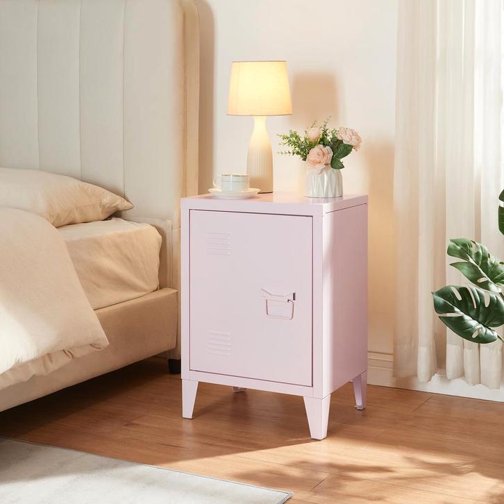 Nachtkast Inari metaal 57x40x30 cm roze [en.casa], Huis en Inrichting, Tafels | Bijzettafels, Verzenden