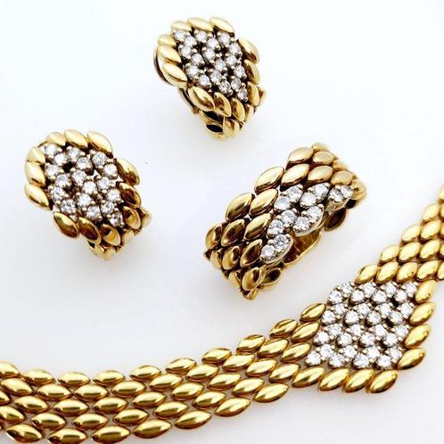 3-delige sieradenset - 18 karaat Geel goud, Witgoud -, Sieraden, Tassen en Uiterlijk, Antieke sieraden