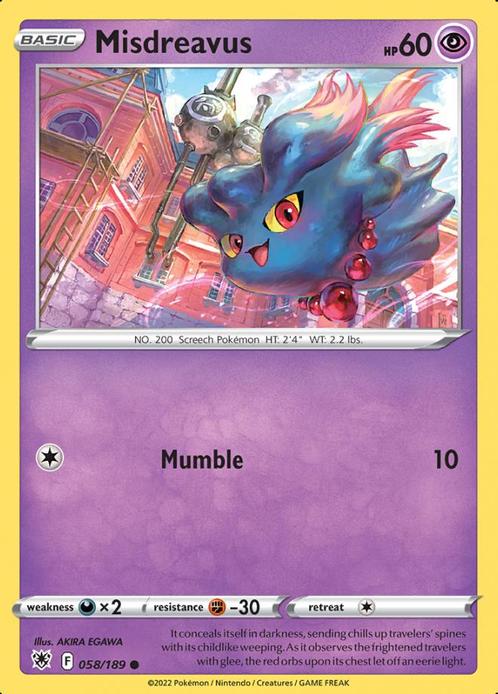 Misdreavus 058/189 Astral Radiance, Hobby en Vrije tijd, Verzamelkaartspellen | Pokémon, Losse kaart, Nieuw, Foil, Ophalen of Verzenden