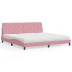 vidaXL Bed met matras fluweel roze 200x200 cm, Huis en Inrichting, Slaapkamer | Bedden, Verzenden, Overige maten, 200 cm, Stof