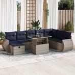 vidaXL 9-delige Loungeset met kussens poly rattan acacia, Verzenden, Nieuw, Rotan, Loungeset
