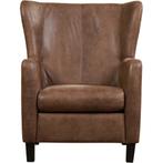 Leren fauteuil Hug - Vintage Brown (bruin) - Poten hout, Nieuw, Ophalen of Verzenden, 75 tot 100 cm, Eigentijds, Klassiek, Retro, Romantisch
