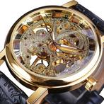 Gouden Kast Luxe Horloge voor Heren - Leren Bandje, Verzenden, Nieuw, Winner