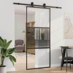 vidaXL Schuifdeur Zwart 90 x 205 cm Verstevigd glas,, Doe-het-zelf en Verbouw, Deuren en Horren, Verzenden, Nieuw