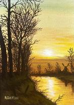 André De Man (1925-2002) - Platteland met Molen, Antiek en Kunst, Kunst | Schilderijen | Klassiek