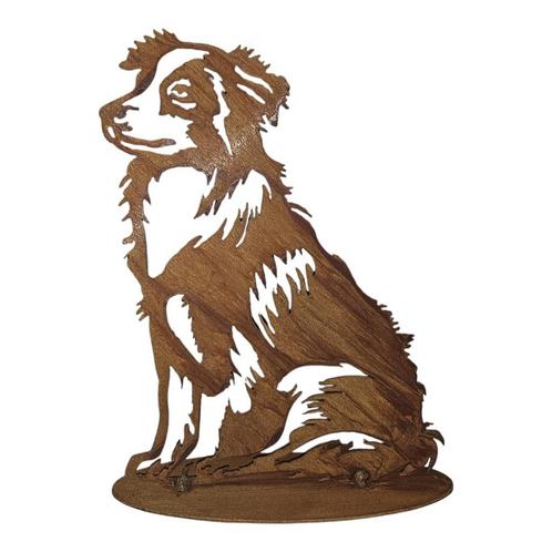 Tuinbeeld metaal Australian Shepherd  Beike 28 cm hoog, Tuin en Terras, Tuinwanddecoratie, Verzenden