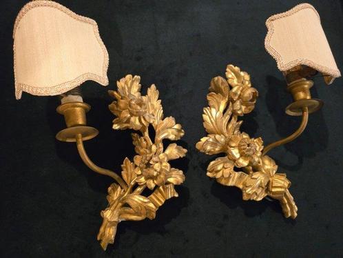Wandkandelaar (2) - Verguld hout - Goudbladige, Antiek en Kunst, Antiek | Meubels | Stoelen en Banken