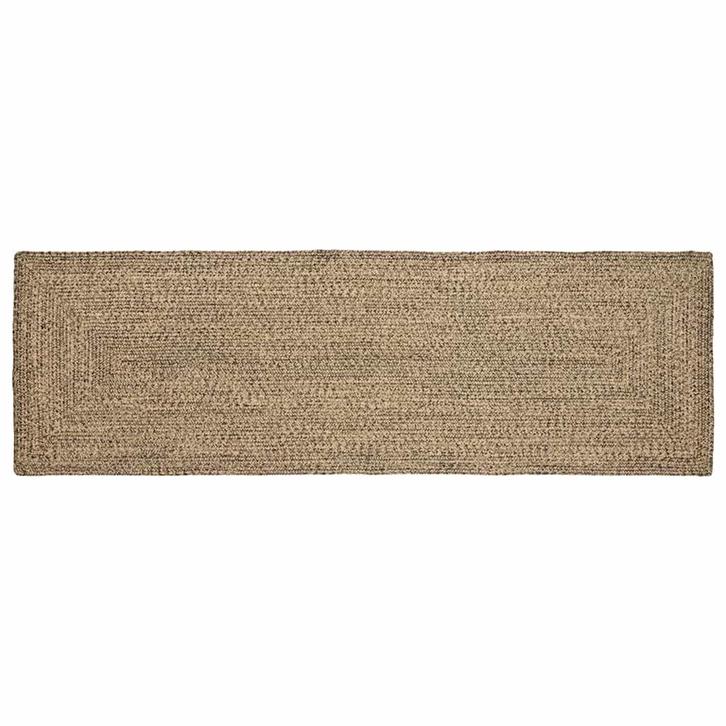 vidaXL Tapijt Naturel en zwart 80 x 250 cm Jute, Huis en Inrichting, Stoffering | Tapijten en Kleden, Bruin, Nieuw, Verzenden