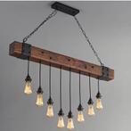 Industriële Houten Balk Hanglamp – 8-Lichts Retro Design, Verzenden, Nieuw