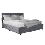 Gestoffeerd Bed Soria - 180 x 200 cm - Donkergrijs - Incl. B, Huis en Inrichting, Slaapkamer | Bedden, Verzenden, Nieuw