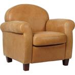 Leren fauteuil Roommate - Vintage Leer Cognac - Hout bruin, Klassiek, Nieuw, Ophalen of Verzenden, 75 tot 100 cm