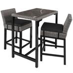 Wicker bartafel Kutina met 2 stoelen Latina - grijs, Tuin en Terras, Verzenden, Nieuw
