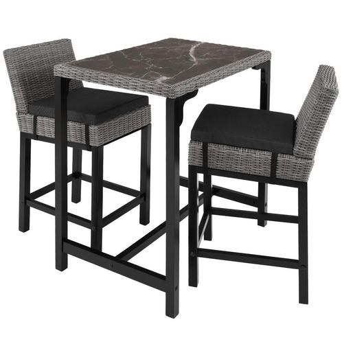 Wicker bartafel Kutina met 2 stoelen Latina - grijs, Tuin en Terras, Tuinsets en Loungesets, Verzenden