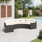 vidaXL Tuinbank met kussens halfrond poly rattan zwart, Tuin en Terras, Tuinsets en Loungesets, Verzenden, Nieuw, Rotan