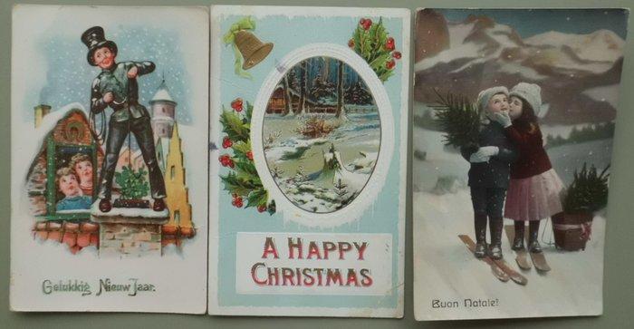 Fantasie, Kerstmis - Oude kerstkaarten - kleinformaat kerst,, Verzamelen, Ansichtkaarten | Buitenland