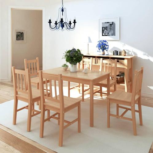 vidaXL 7-delige Eethoek grenenhout wit, Huis en Inrichting, Complete eetkamers, Nieuw, Verzenden