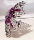 Broche - 18 karaat Witgoud - 11.00ct. tw. Diamant, Sieraden, Tassen en Uiterlijk, Antieke sieraden