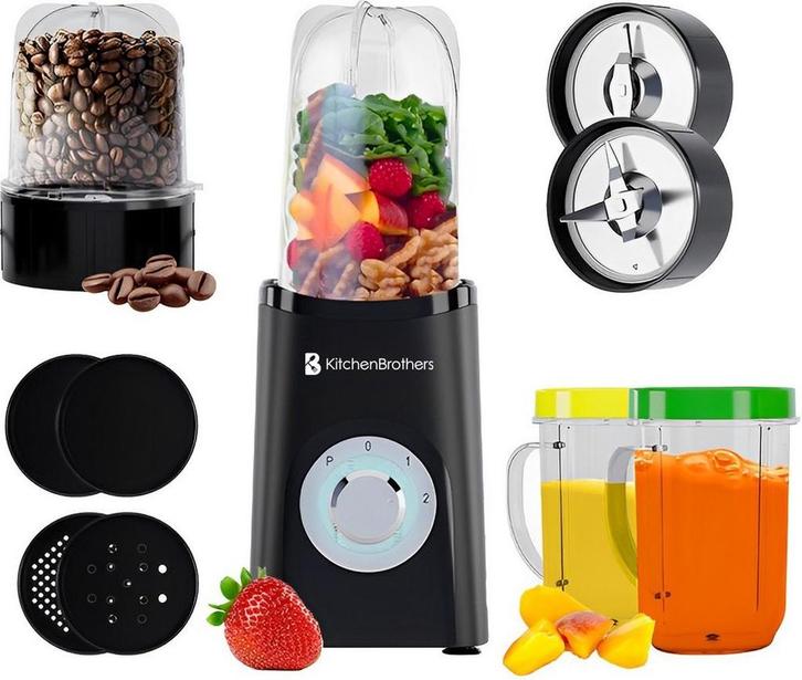 2dekans | KitchenBrothers Smoothie Blender 2-in-1 - 4 Bekers, Huis en Inrichting, Schoonmaakartikelen, Ophalen of Verzenden