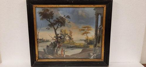 Scuola italiana (XVIII-XIX) - Paesaggio con figure e rovine, Antiek en Kunst, Kunst | Schilderijen | Klassiek