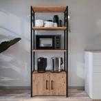 Keukenkast Arhuni 139x56x30 cm zwart en eikenkleurig [en.cas, Huis en Inrichting, Verzenden, Nieuw