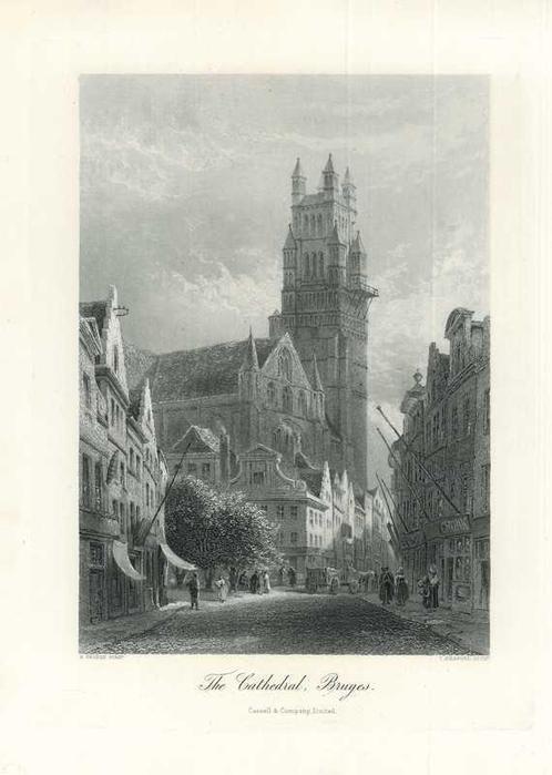 Zicht op Bruges, Antiek en Kunst, Kunst | Etsen en Gravures