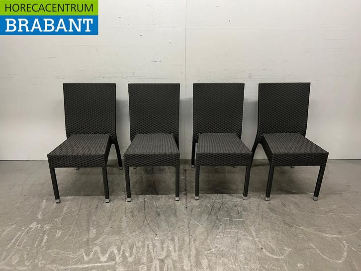 Bolero polyrotan stoelen antraciet (4 stuks) Stapelbaar, Zakelijke goederen, Horeca | Meubilair en Inrichting, Nieuw in verpakking