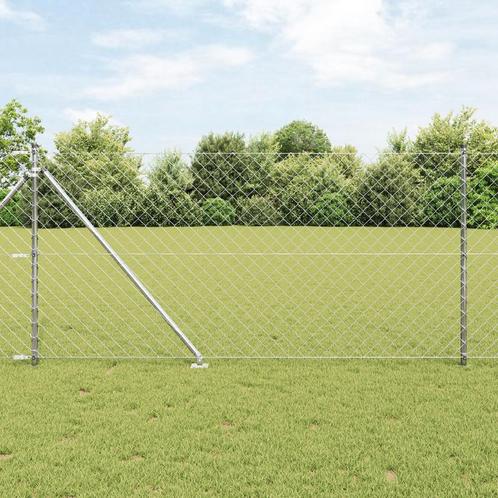 vidaXL Kettinglink Schutting met 13 Spijkerpalen 1x25 m, Tuin en Terras, Schuttingen, Nieuw, IJzer, Verzenden