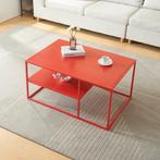 Salontafel Solund met plank 45x90x60 cm rood [en.casa], Huis en Inrichting, Tafels | Salontafels, Verzenden, Nieuw