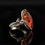 Barnsteen - Artisan Baltic Amber Ring – Warm Amber Fire –