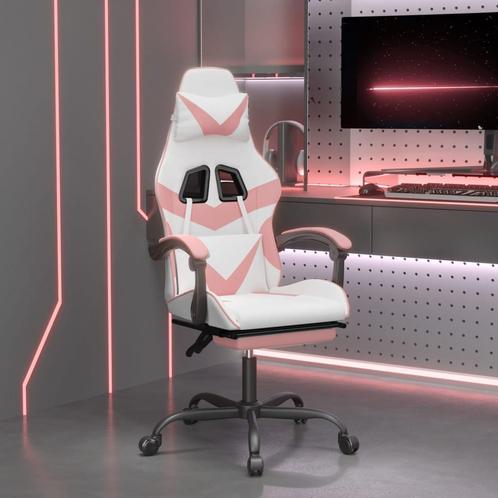 vidaXL Gamestoel met voetensteun kunstleer wit en roze, Huis en Inrichting, Bureaustoelen, Roze, Nieuw, Verzenden