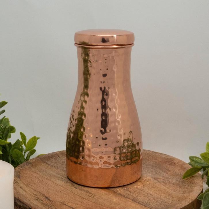 Puur koperen karaf gehamerd met dop ± 950 ml, Huis en Inrichting, Keuken | Servies, Ophalen of Verzenden