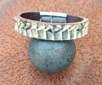 Armband hand gemaakt van echt slangen leer - RVS Zilver, Verzenden, Nieuw