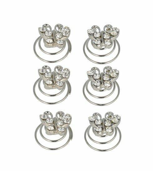 Haarspeld Curlies Vlinder Strass Steen Zilver, Sieraden, Tassen en Uiterlijk, Uiterlijk | Haarverzorging, Verzenden