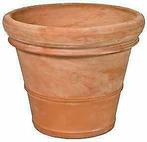 Toscaanse handgemaakte pot: Vaso Doppio Bordo Liscio, Tuin en Terras, Nieuw, 40 tot 70 cm, Terracotta, Rond