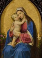 Italiaanse school (XIX) - Madonna con Bambino, Antiek en Kunst, Kunst | Schilderijen | Klassiek