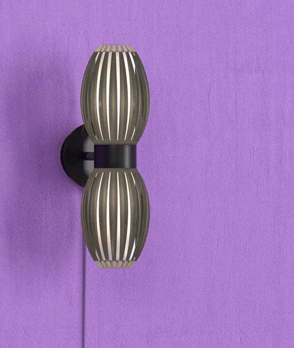 Herstal - Wandlamp (2) - Antenne - Zwart/gerookt - Glas,, Antiek en Kunst, Antiek | Lampen