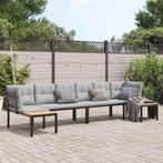 vidaXL 4-delige Loungeset met kussens gepoedercoat staal, Verzenden, Nieuw, Loungeset